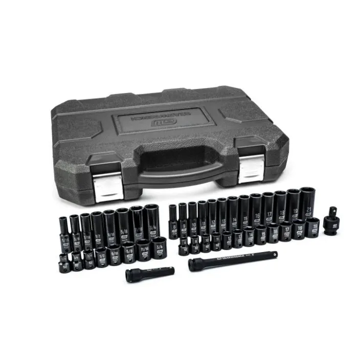 GearWrench 6 Point Standard & Deep Impact SAE/Metric Socket Set (44pc) 3/8 in. Drive