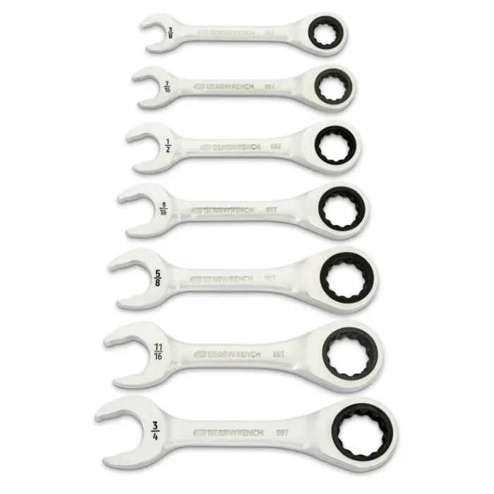 GearWrench Stubby Ratch Comb SAE Wrench Set - 7 pc