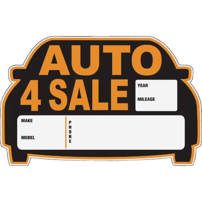 HY-KO Hy-Ko Auto For Sale Die Cut Sign