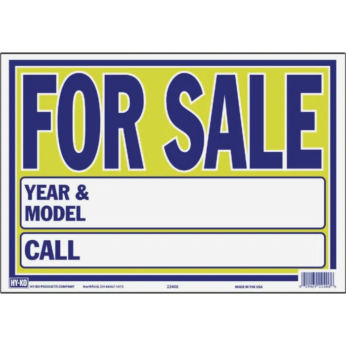 HY-KO Hy-Ko 9 x 13 Neon Auto For Sale Sign