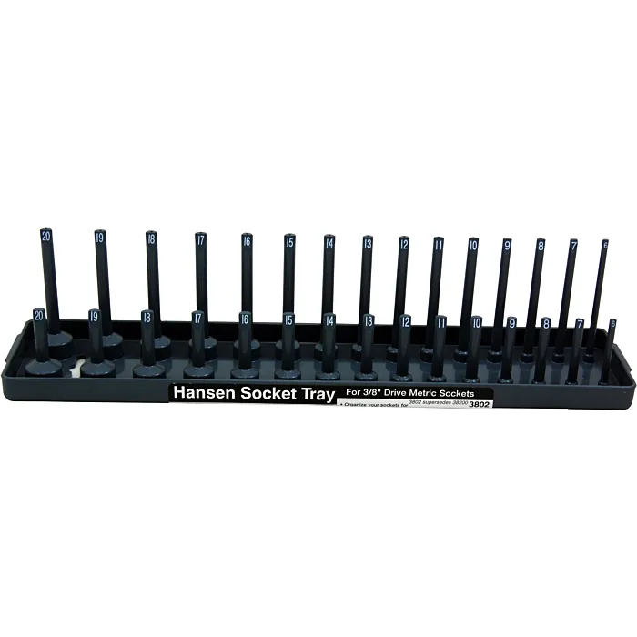 Hansen Global ABS Plastic Gray Fits Most US and Foreign Made Sockets 2-Row Metric Socket Tray
