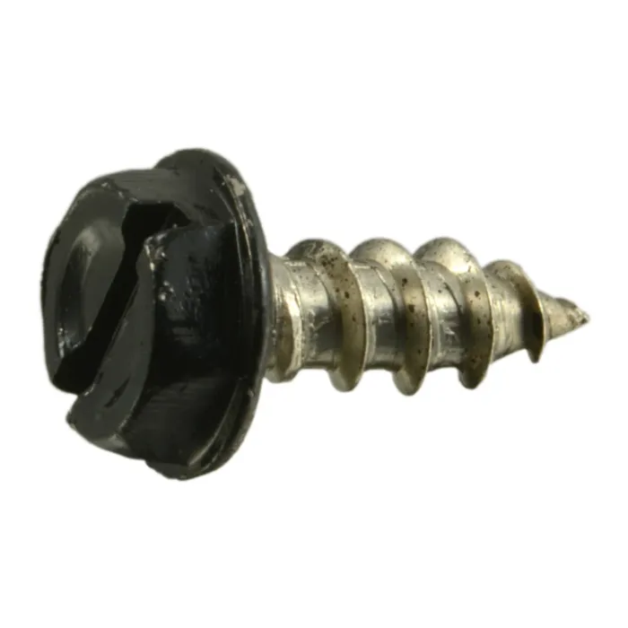 #10 x 1/2" Slotted Hex Washer Head, Sheet Metal Screw, Stainless Steel, Black 