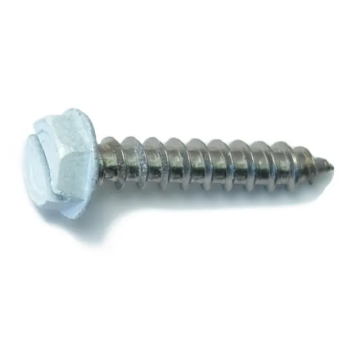 #10 x 1" Slotted Hex Washer Head, Sheet Metal Screw, Stainless Steel, White 