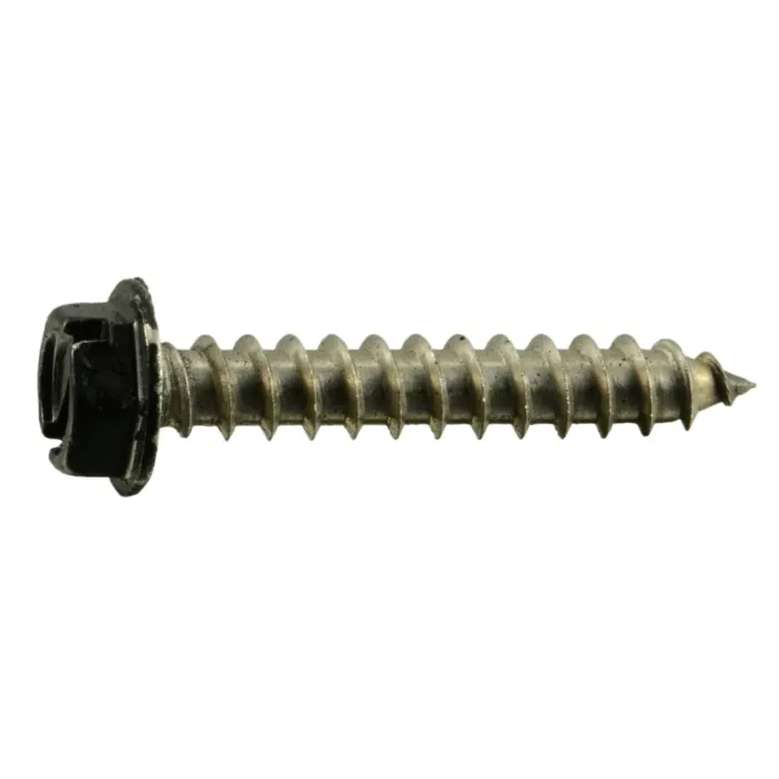 #8 x 1" Slotted Hex Washer Head, Sheet Metal Screw, Stainless Steel, Black 