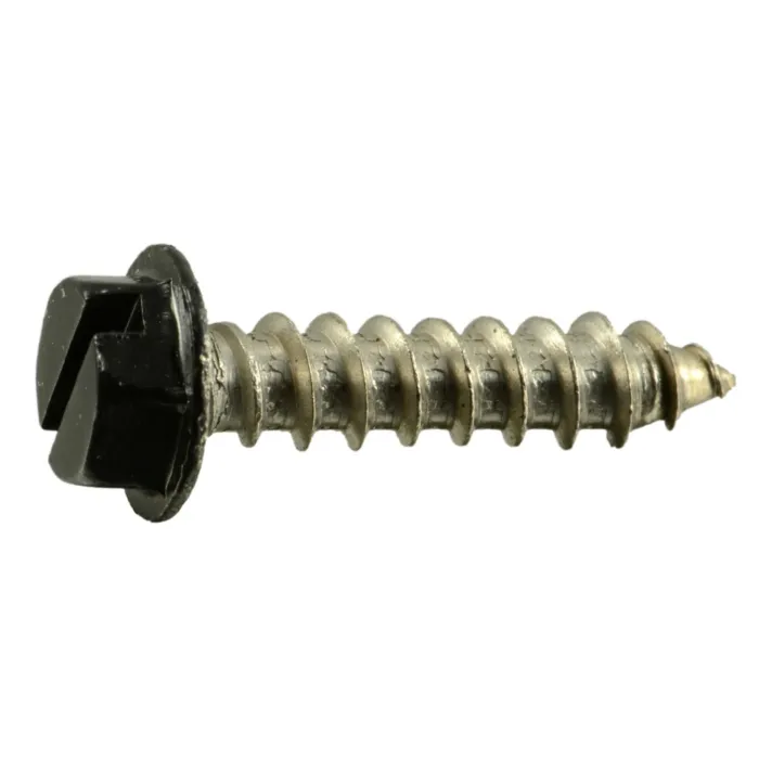 #8 x 3/4" Slotted Hex Washer Head, Sheet Metal Screw, Stainless Steel, Black 