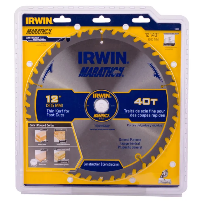 Irwin 40T Marathon Table & Miter Saw Blade - 12 in.