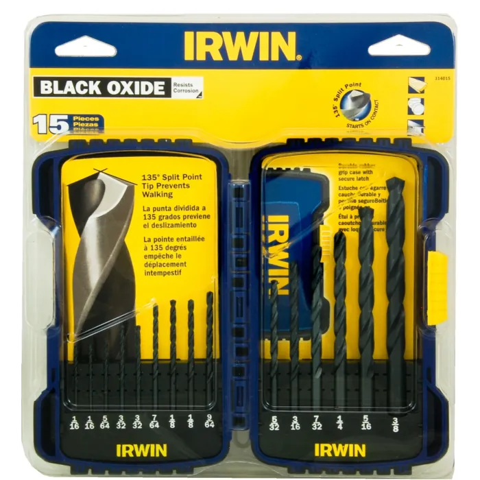 Irwin IRWIN Black Oxide Metal Index Drill Bit Set, 15Pc