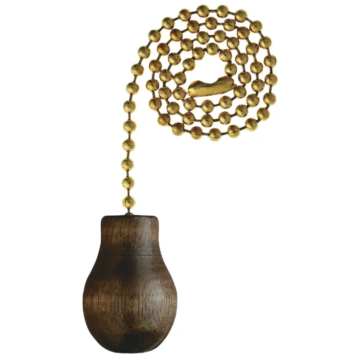 Jandorf Pull Chain Walnut Wooden Knob with 12" Chain