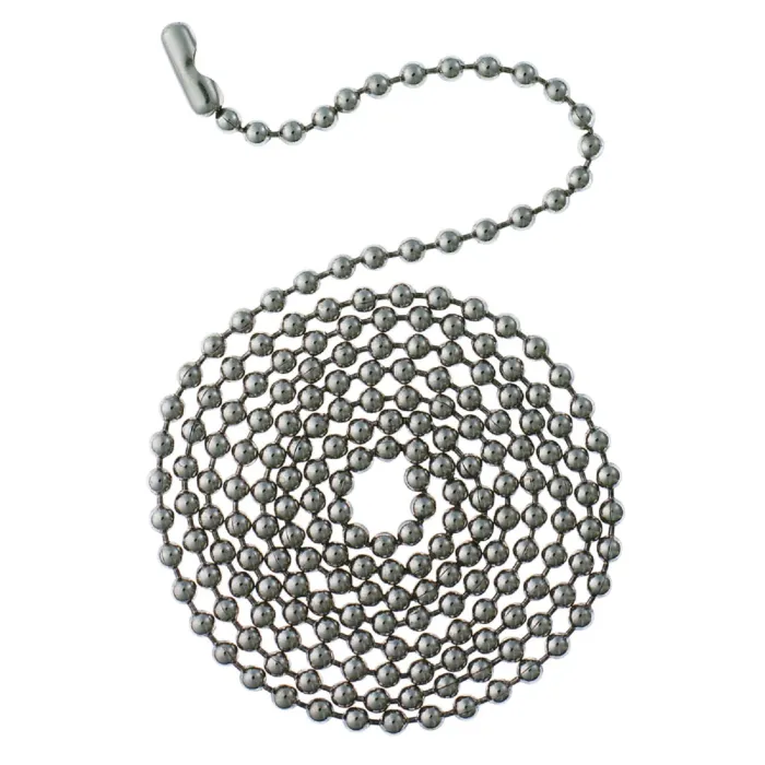 Jandorf Beaded Chain #6 Nickel Plated Steel 3' with Connector