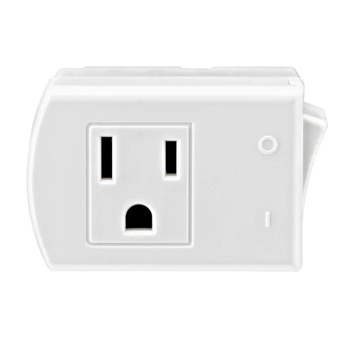 Leviton 15 Amp Plug-In Switch Tap with On/Off Switch , Grounding, White