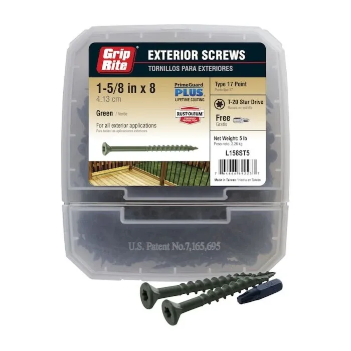 Grip-Rite T20 Star Deck Screw (Green - 5 lb) #8 x 1-5/8 in.