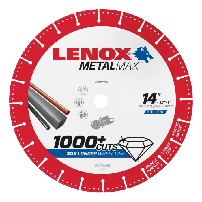 Lenox LENOX Metalmax Cut Off Wheel, Diamond Edge, 14-Inch X 1-Inch