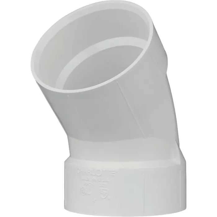 Charlotte Pipe 4 In. Schedule 40 45 Deg. Short Radius DWV PVC Elbow (1/8 Bend)