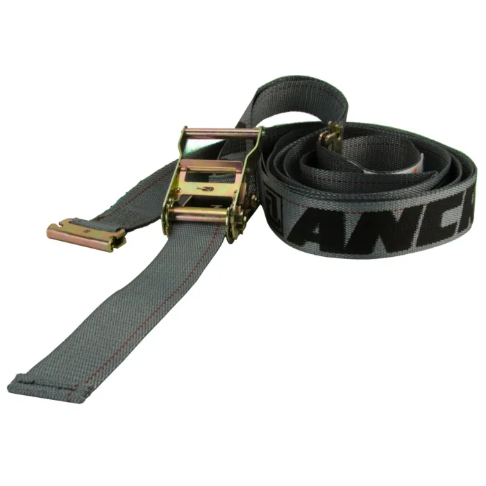 Ancra Cargo Logistics Ratchet Strap w/ Spring-Actuated E-Fittings (Gray) 2 in. x 16 ft