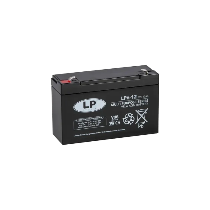 Landport Batteries LP6-12 6 V 12 Ah at 20 hr ABS Plastic AGM Sealed Lead Acid Battery
