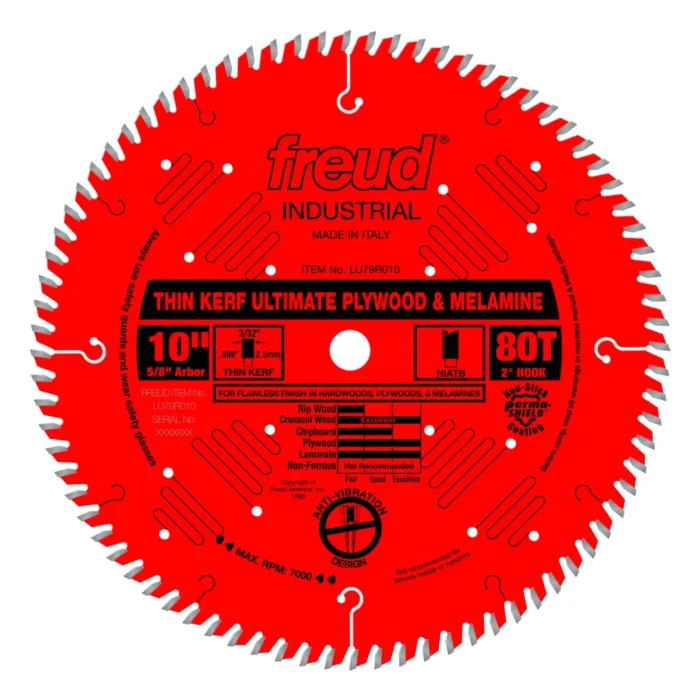 Freud Tools Thin Kerf Ultimate Plywood & Melamine Blade - 10 in.