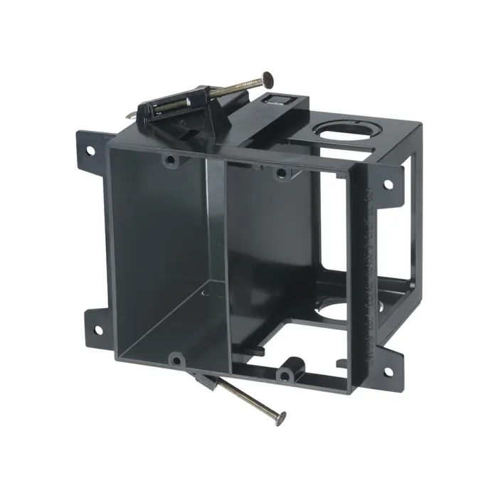 Arlington Industries Power and low voltage box for new construction, nail on. Low voltage side provides combination 1/2" and 3/4" knockout. 2 hour fire rating. 20 cu. in.