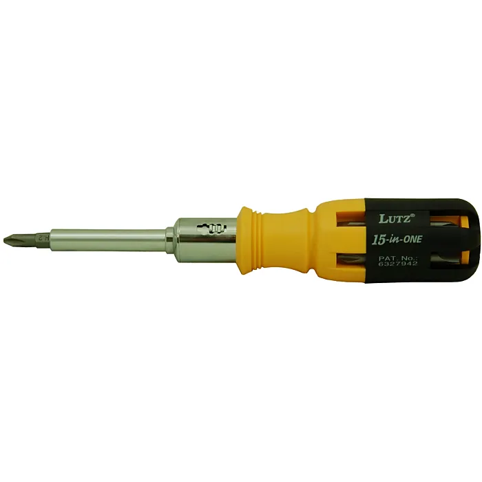 Lutz Gorilla Glue Imprinted Chrome Vanadium Steel Yellow 15-in-1 Imprinted Screwdriver
