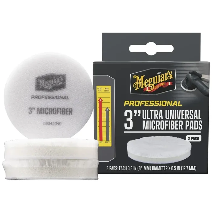 Meguiars Professional Ultra Universal Microfiber Pads (White - 3pk) 3 in.