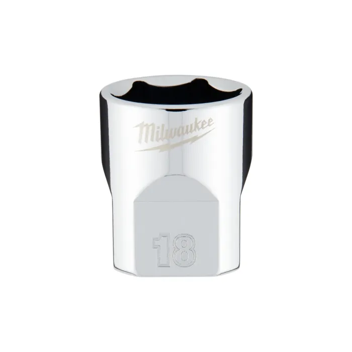 Milwaukee 3/8" Drive 18mm Metric Socket with FOUR FLAT™ Sides