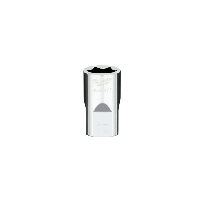 Milwaukee 1/2" Drive 15MM Metric 6-Point Socket with FOUR FLAT™ Sides