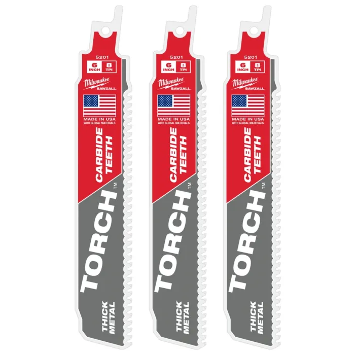Milwaukee 6" 8 TPI TORCH™ with Carbide Teeth SAWZALL® Blade (1 PK)