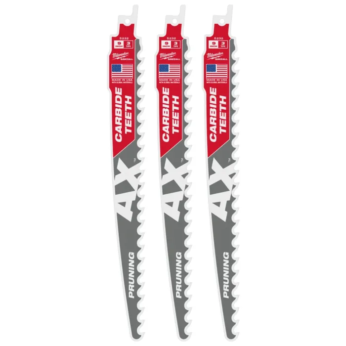 Milwaukee 9" 3 TPI AX™ with Carbide Teeth SAWZALL® Blade for Pruning (1 PK)
