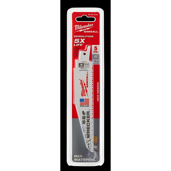 Milwaukee 6" 7/11 TPI WRECKER™ SAWZALL® Blade for Multi-Material (5 PK)