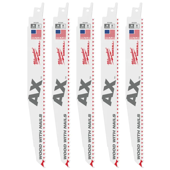 Milwaukee 9" 5 TPI AX™ SAWZALL® Blade for Wood with Nails (25 PK)