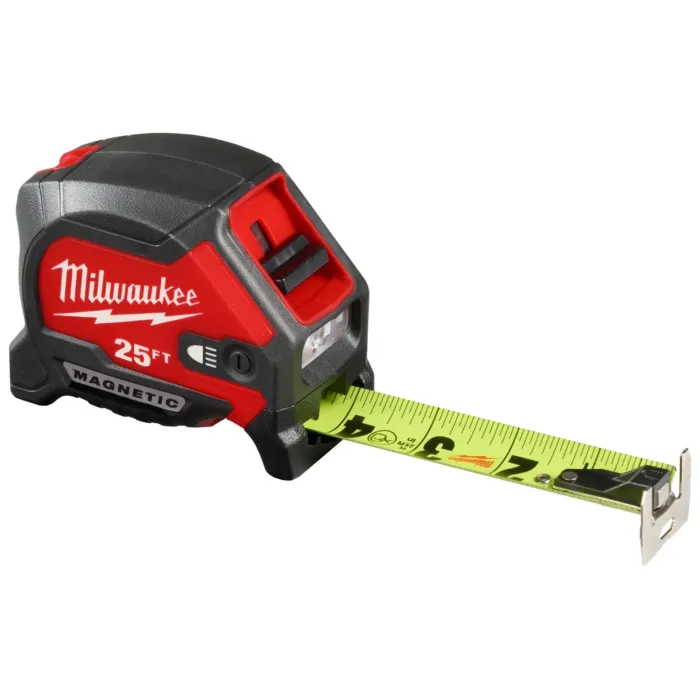 Milwaukee Magnetic Tape Measure w/ Rechargeable 100L Light - 25 ft