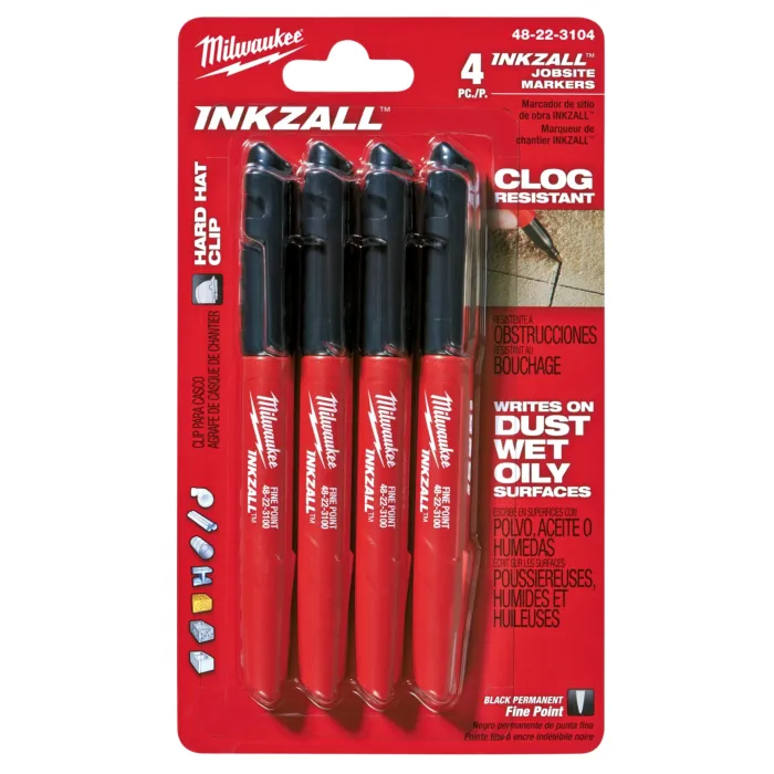 Milwaukee 4PK INKZALL™ Black Fine Point Marker