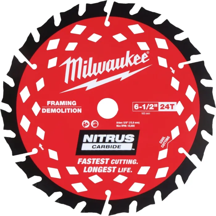 Milwaukee NITRUS 6-1/2 In. 24-Tooth Framing/Demolition Circular Saw Blade (10-Pack)