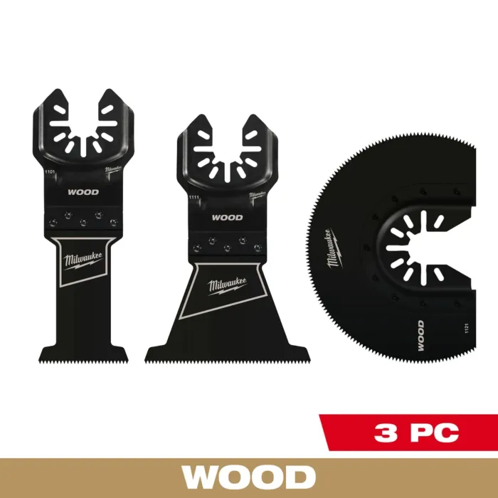 Milwaukee 3 PC High Carbon Steel Wood Universal Fit Oscillating Multi-Tool Blade Set