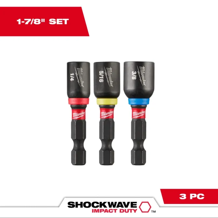 Milwaukee 3PC SHOCKWAVE™ Impact Duty 1-7/8" Magnetic Nut Driver Set