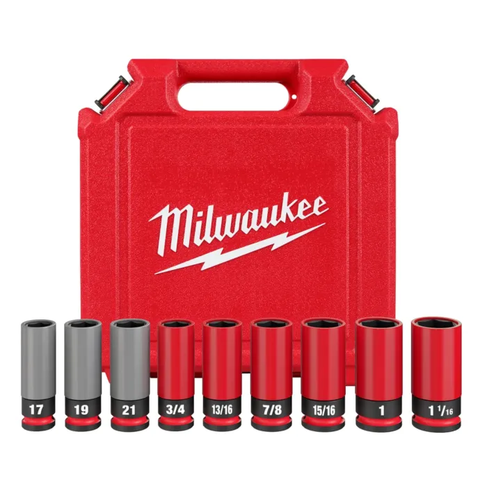 Milwaukee SHOCKWAVE™ Impact Duty 1/2 Drive SAE & Metric 9PC Lug Nut Wheel Socket Set