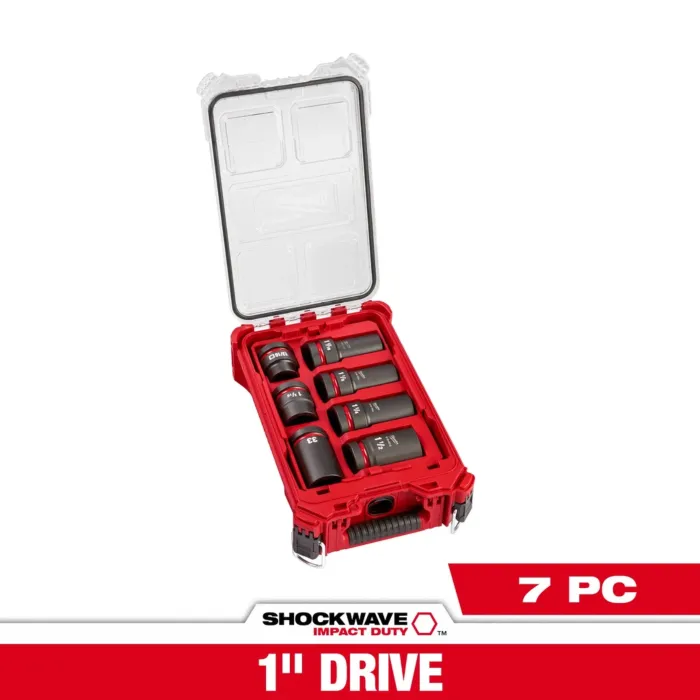 Milwaukee SHOCKWAVE™ Impact Duty 1” Drive 7PC MM & SAE Wheel Service Socket with PACKOUT™