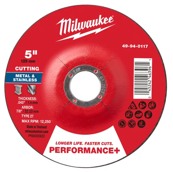 Milwaukee Type 27 Performance+ Metal Cut-Off Wheel - 5 in. x .045 in. x 7/8 in. P