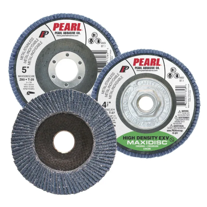 Pearl Abrasives EXV™ Zirconia Maxidisc™ High Density Flap Disc 4-1/2 x 7/8 Z40 T-27 MAX4540ZJE