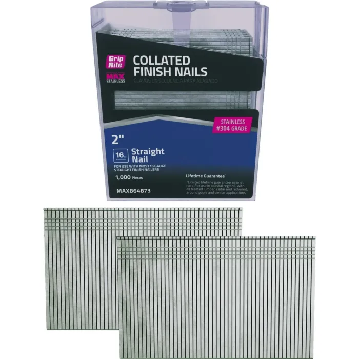 Grip-Rite 2 In. x 16 ga #304 Stainless Steel Straight Collated Finishing Nail (1000-Count)