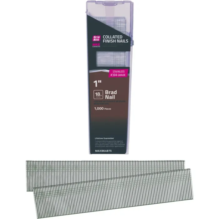 Grip-Rite 1 In. x 18 ga #304 Stainless Steel Collated Brad Nail (1000-Count)