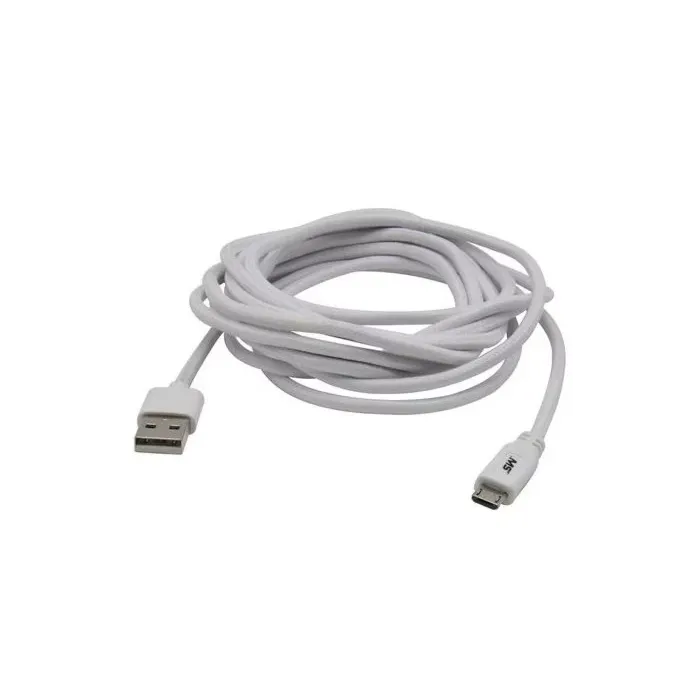 MOBILESPEC® 10 ft Nylon Wrapped White USB Charge and Sync Cable
