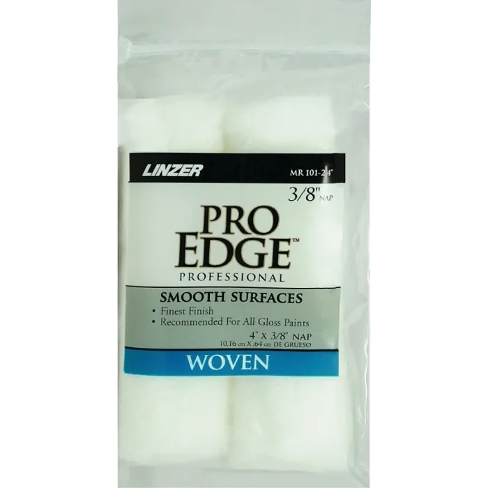Linzer Pro-Edge 4 in. x 3/8 in. Nap White Roller Cover (2 pk)