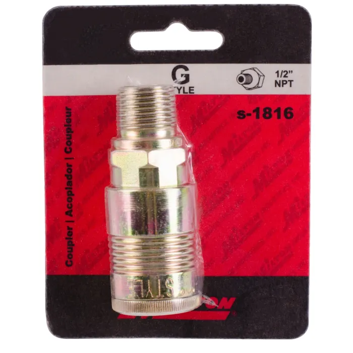 Milton High-Flow Air Coupler G-Style 1/2-in MNPT, 1/2-in flow size Steel Quick-connect Coupler Air Tool Fitting, 300 PSI/99 SCFM