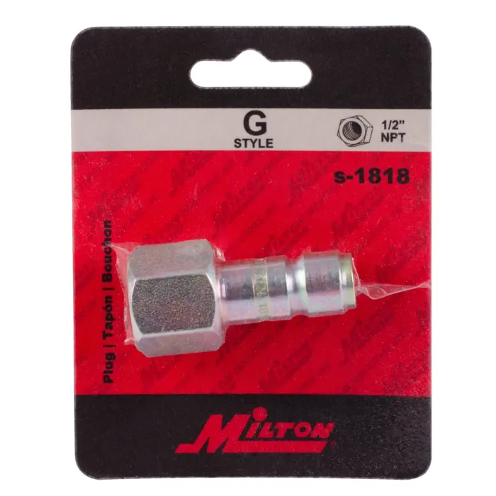 Milton Industrial Air Plug Tool Fitting, G-Style 1/2-in FNPT, 300 PSI/99 SCFM, High SCFM Air Compressor Quick Connect Air Hose Fitting