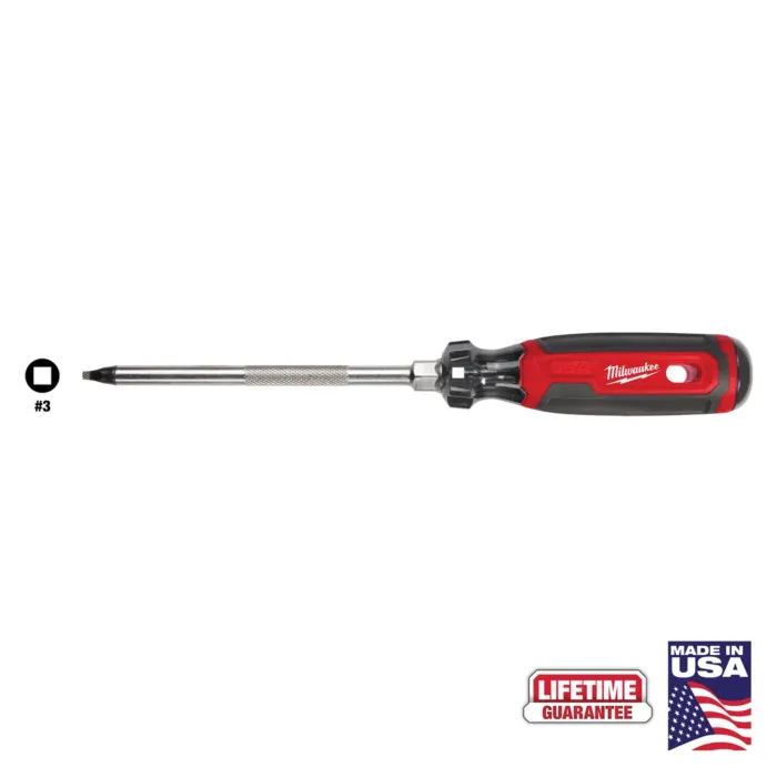 Milwaukee #3 Square 6" Cushion Grip Screwdriver (USA)