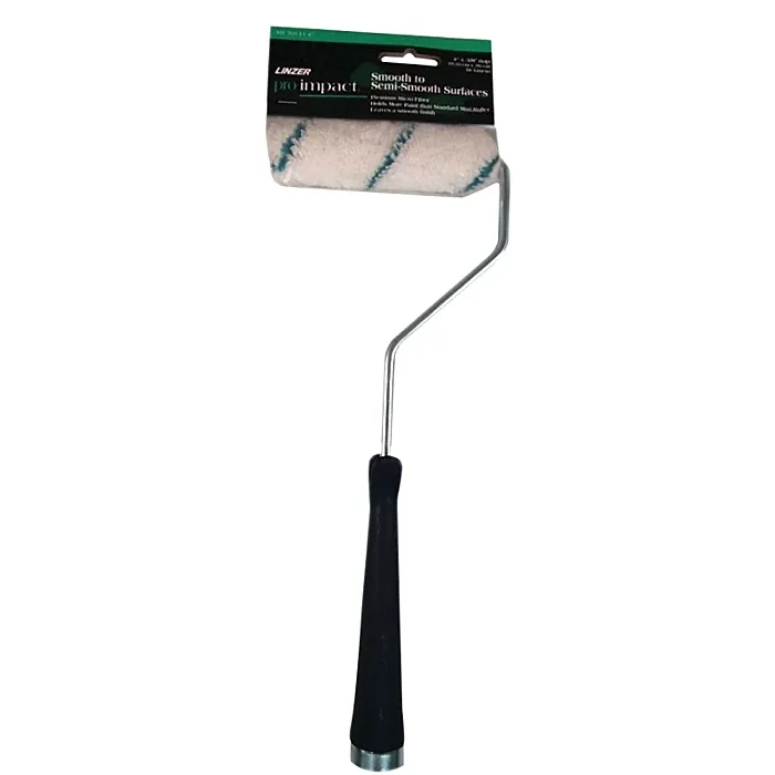 Linzer  Mini Roller, 3/8 in Nap, Microfiber Cloth Cover, Threaded Handle, 4 in L Roller