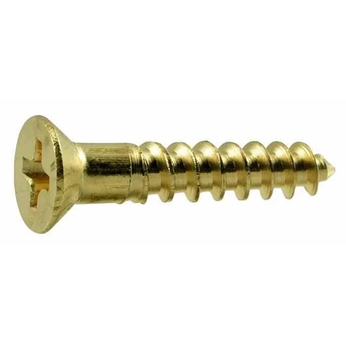 #6 x 3/4" Phillips Flat Head, Wood Screw, Brass (Bulk Box 1 lb)