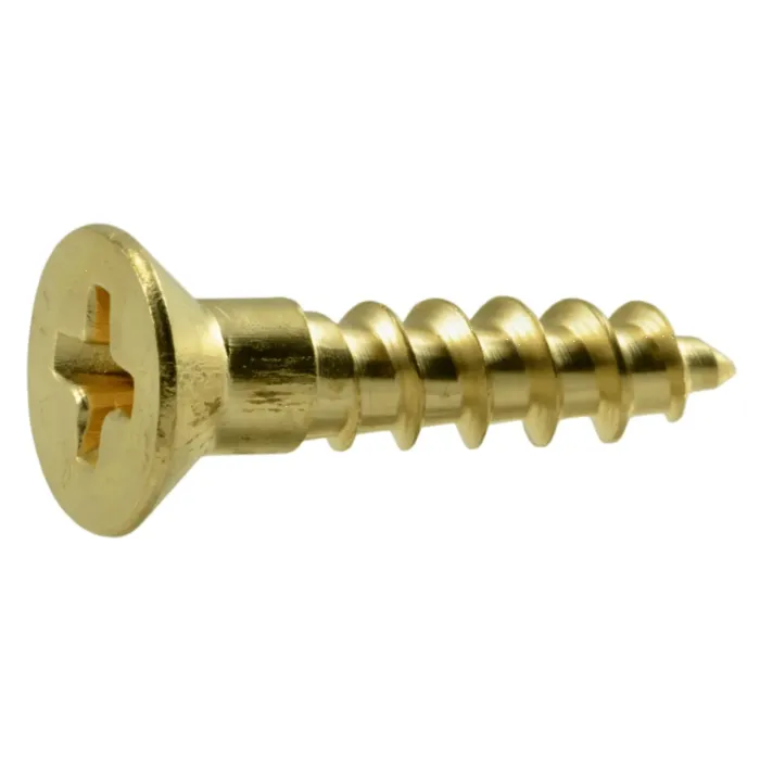 #8 x 3/4" Phillips Flat Head, Wood Screw, Brass (Bulk Box 1 lb)
