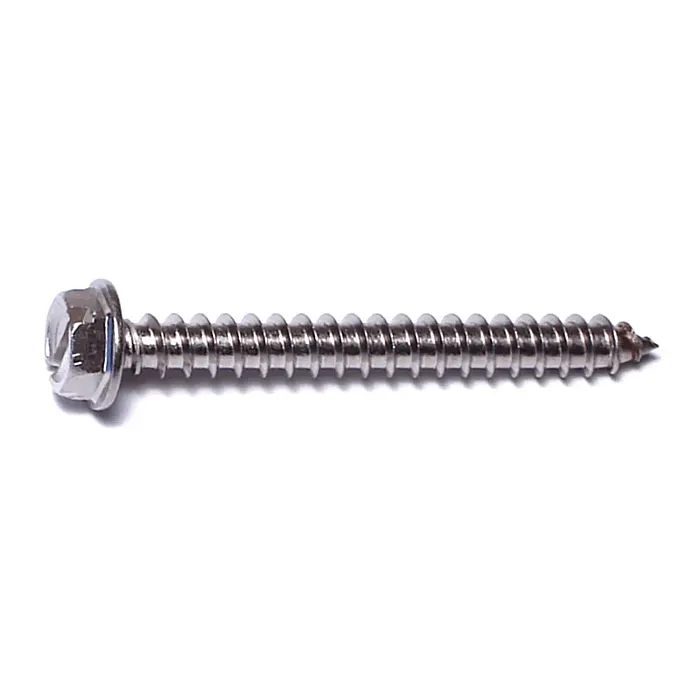 #8 x 1-1/2" Slotted Hex Washer Head, Sheet Metal Screw, Stainless Steel (Bulk Box 1 lb)