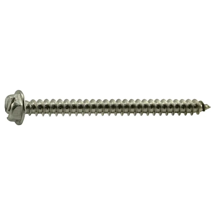 #8 x 2" Slotted Hex Washer Head, Sheet Metal Screw, Stainless Steel (Bulk Box 1 lb)